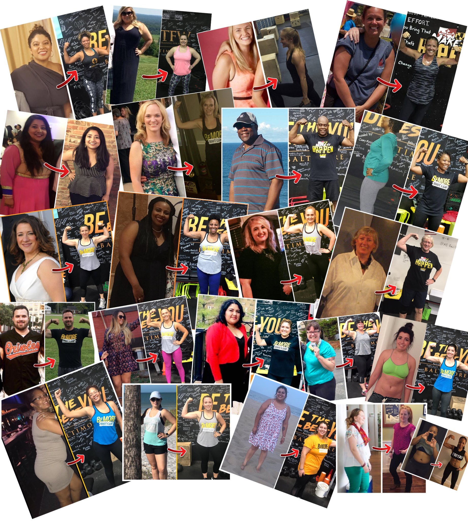 BeMORE Boot Camp member transformations collage